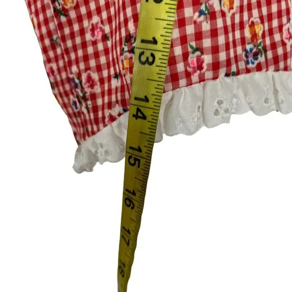 Handmade Gingham Country Top Full Length Skirt Bonnet Set Large - Picture 6 of 9